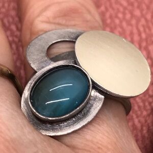 Christophe Poly Canada Modernist Abstract Stainless Steel Ring Size 6 See Photos